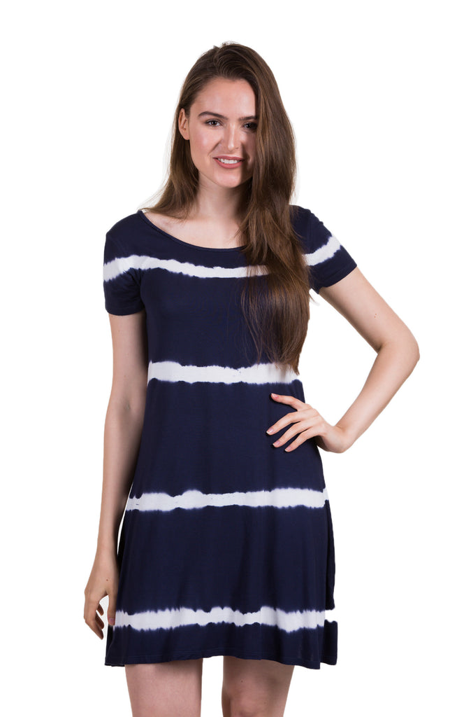 Stripe Tie Dye Dress, Navy/White