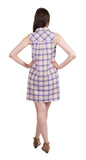 Sleeveless Button Up Plaid Shirt Dress, Lavender