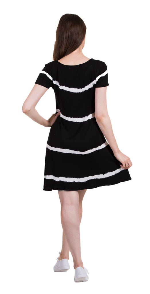 Stripe Tie Dye Dress, Black/White