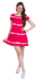 Stripe Tie Dye Dress, Red Coral/White