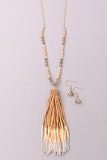 Mixed Beads Tassel Necklace & Earrings Set