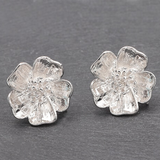 Vibrant Flower Earrings, Silver Poppy