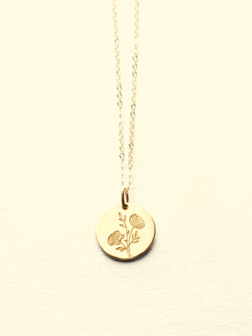 Delicate Flower Disc Necklace, Ranunculus