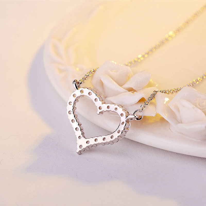 Sterling Silver Crystal Heart Necklace