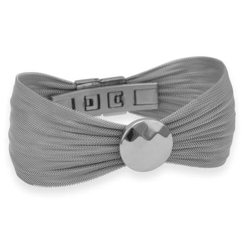 Circle Faceted Disc Stainless Steel Mesh Bracelet