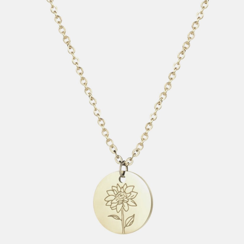 Delicate Flower Disc Necklace, Sunflower