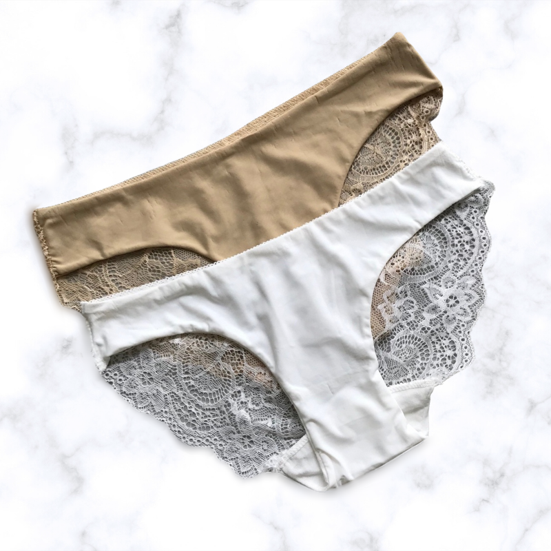 Set of 2 Lacy Low-Rise Panties, Cream & White – Pretty Missy Inc.