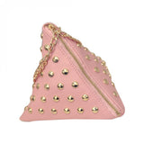 Cute Small Triangle Rivet Clutch, Pink
