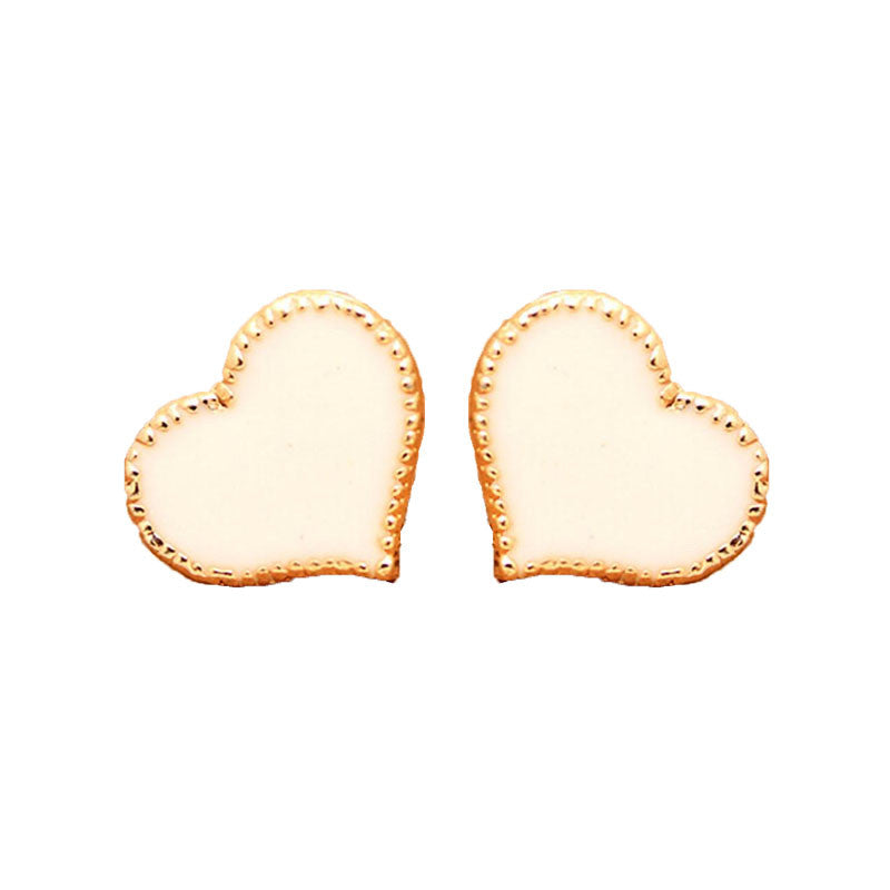 Heart Stud Earrings, White