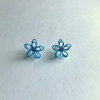 Colorful Wire Sculpted Flower Earrings, Blue