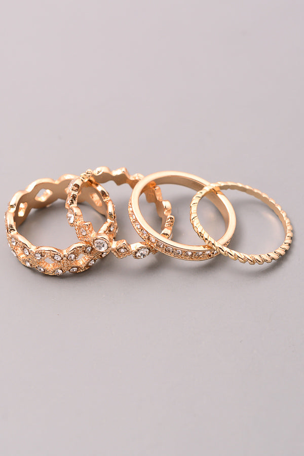 Classic Jewel Ring Set, Gold