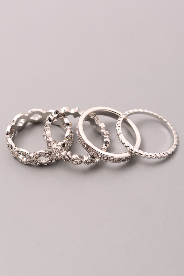Classic Jewel Ring Set, Silver