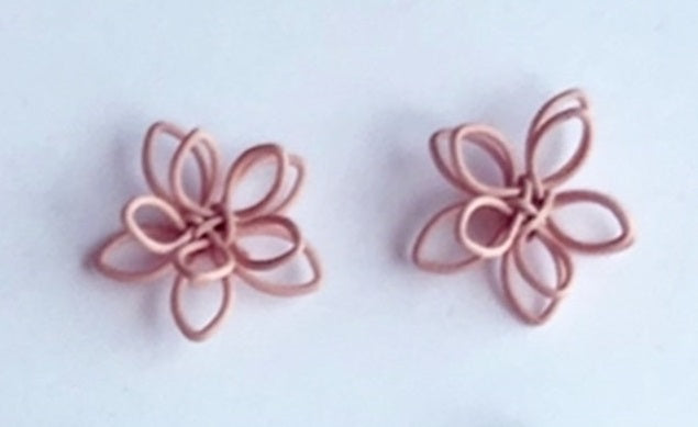 Colorful Wire Sculpted Flower Earrings, Pink