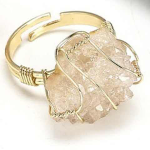 Large Oval Faceted Ring, Pink