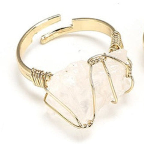Crystal Charm Knuckle Ring, Gold