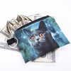 Printed Pouch Wallet, Blue Cat