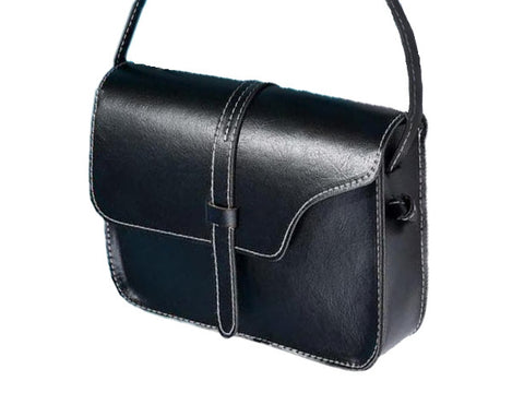 Chain Handle Messenger Handbag, Black