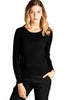 Crew Neck Cable Knit Sweater, Black
