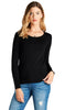 Crew Neck Sweater With Sleeve Buttons, Black