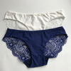 Set of 2 Lacy Low-Rise Panties, Navy & White
