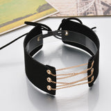 Statement Choker With Gold Chains, Black