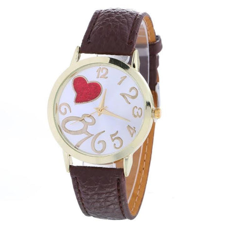 Leather & Rhinestone Quartz Watch, White