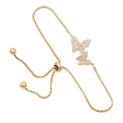 Butterfly Adjustable Bracelet, Rose Gold