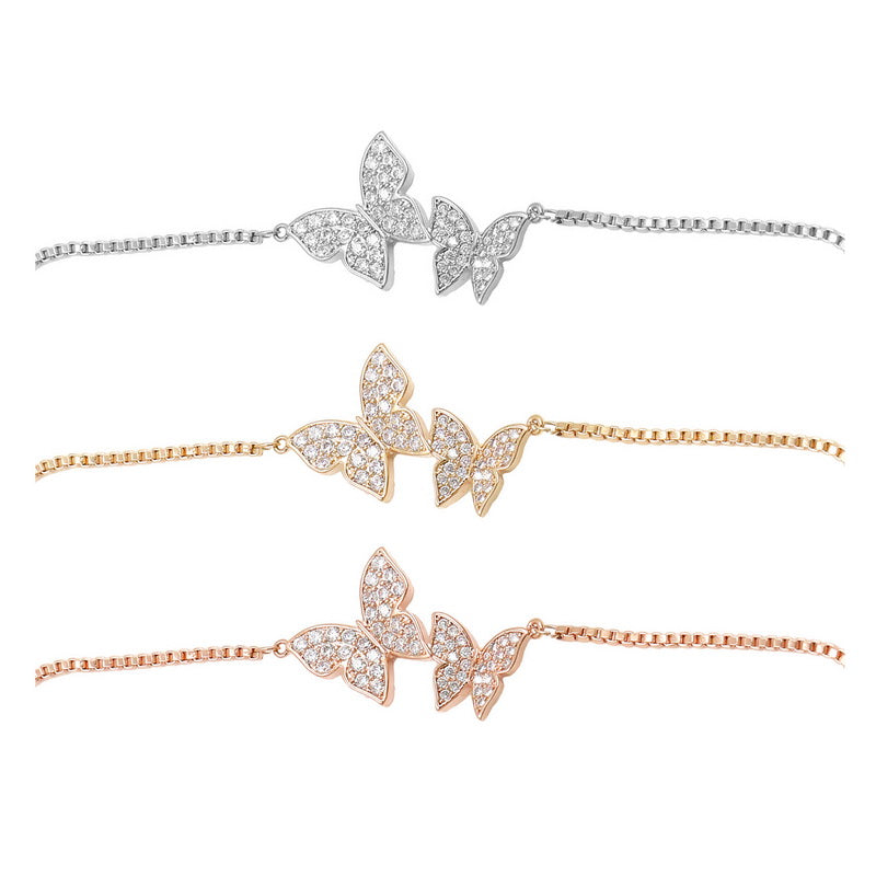 Butterfly Adjustable Bracelet, Rose Gold