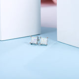 Sparkling Square Stud Earrings, Multi White