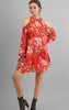 Floral Print Dress With Ruffled Wrists