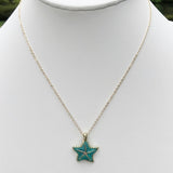 Enamel Charm Necklace, Turquoise Starfish
