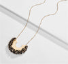 Half Moon Bead Cluster Necklace, Black