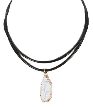 Natural Stone Charm Choker Necklace, White