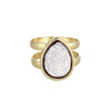 Teardrop Druzy Gold Ring, White