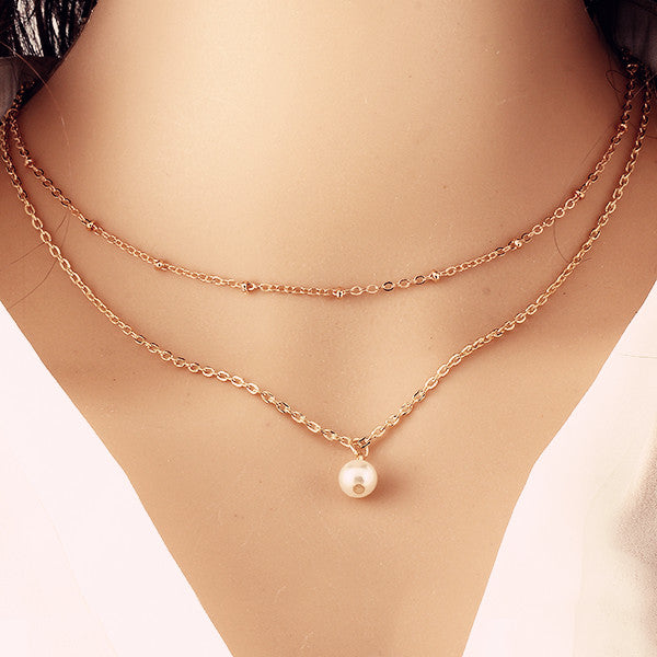 Double Chain Choker With Pearl