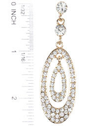 Pave Crystal Double Oval Earrings, Gold