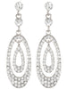 Pave Crystal Double Oval Earrings, Silver