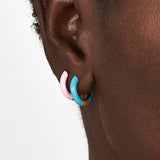 Small Hoop Enamel Earrings, Black