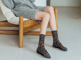 Cute Floral Fashion Socks, Black/Gray