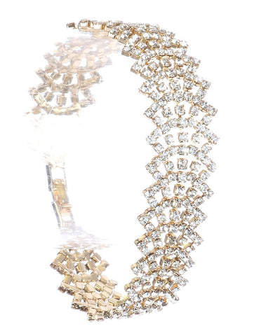 Beautiful Wired Beads Open Bangle, Gold/Rhodium