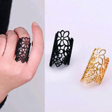 Lace Trimmings Flower Ring, Black