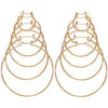 Six Pair Big Gold Hoop Earrings