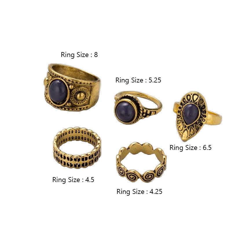 Steampunk Vintage Ring Set, Gold