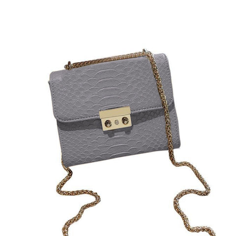 Trendy Crocodile Clutch With Chain, Natural