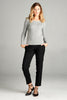 Crew Neck Cable Knit Sweater, Heather Grey
