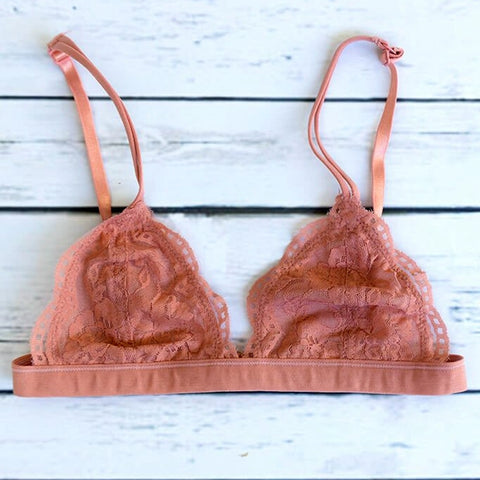 Adorable Low Cut Triangle Bralette, Burgundy