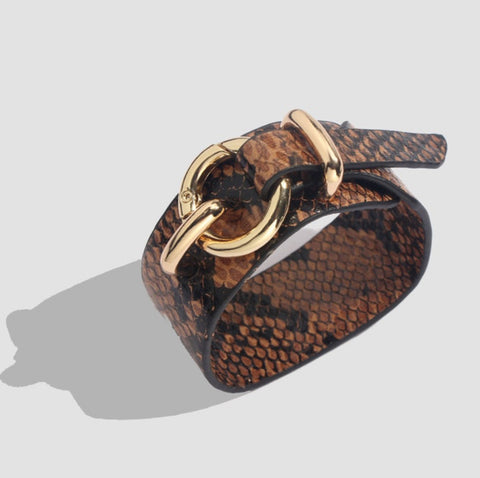 Snake Skin Cuff Bracelet, Tan