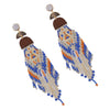 Boho Long Tassel Earrings, Blue & Orange