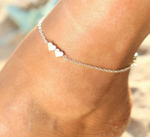 Colorful Beads Ankle Bracelet, Silver