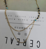 Beaded Double Chain Necklace, Gold